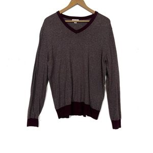Merona Mens Pullover / Popover Heather Grey Burgundy Sz M